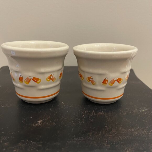 Candy Corn Votive Holders, Longaberger Pottery Woven Traditions - Picture 6 of 7
